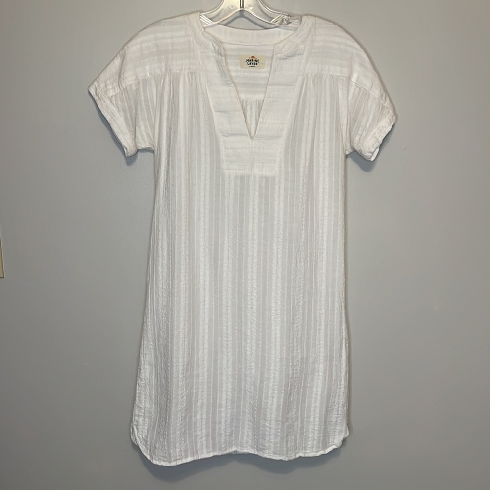 Marine Layer Cream Short Sleeve Swim Coverup Dress - Picture 4 of 7